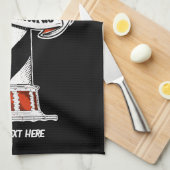 ケープハッタラスライトハウスブラック&ホワイト キッチンタオル (四つ折り)