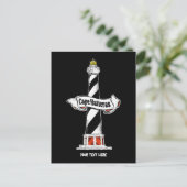 ケープハッタラスライトハウスブラック&ホワイト ポストカード (スタンド正面)