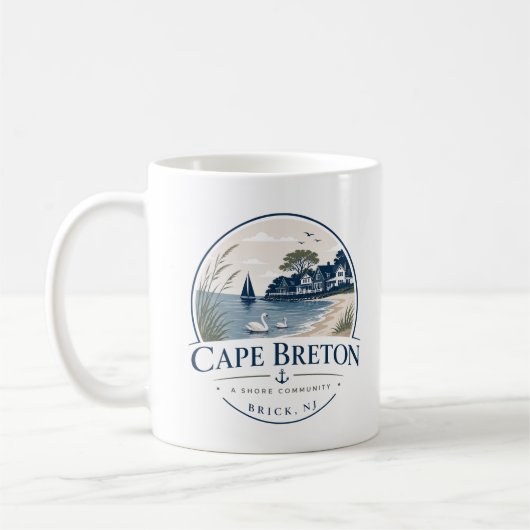 ケープブレトン島の白鳥と海岸マグ コーヒーマグカップ (左)
