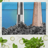 ケープヘンリーライトハウスバージニアチェサピークベイ キッチンタオル (折り畳み)