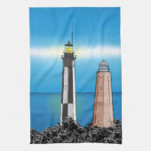 ケープヘンリーライトハウスバージニアチェサピークベイ キッチンタオル (縦)