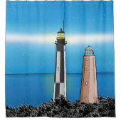 ケープヘンリーライトハウスバージニアチェサピークベイ シャワーカーテン (正面)