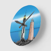 ケープヘンリーライトハウスバージニアチェサピークベイ ラウンド壁時計 (傾斜)