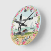 ケープヘンリーライトハウス ラウンド壁時計 (傾斜)