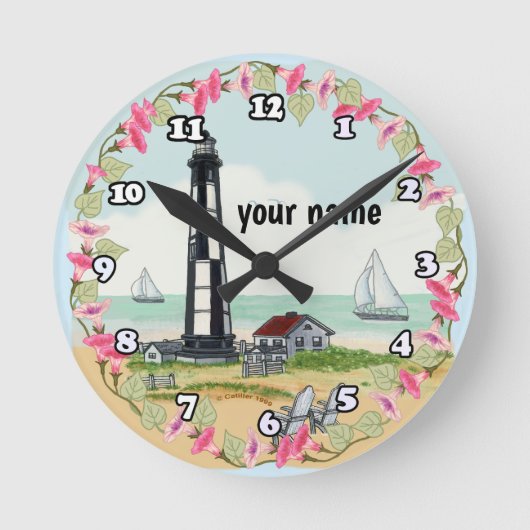 ケープヘンリーライトハウス ラウンド壁時計 (正面)