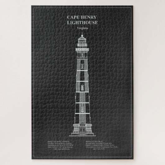 ケープヘンリー灯台 – バージニア州 – PD ジグソーパズル (縦)