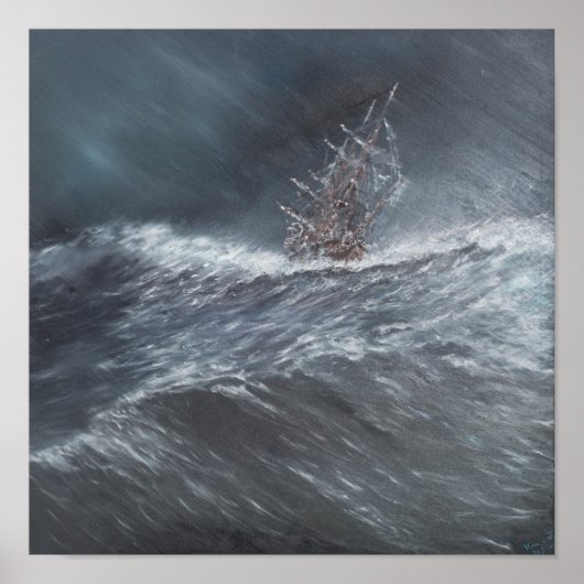 ケープホーン沖の嵐でHMSビーグル ポスター (正面)