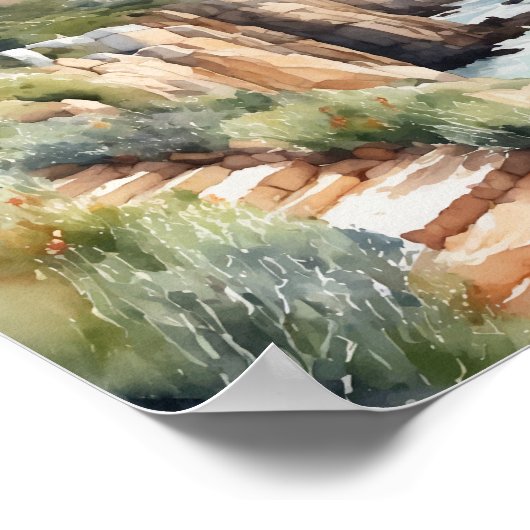 ケープポイントケープタウン南アフリカ水彩色 ポスター (角)