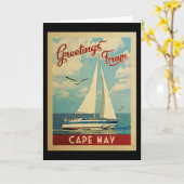 ケープメイグリーティングカードセーリングボートヴィンテージニュージャージー カード (黄色い花)