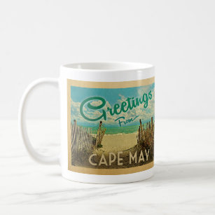 ケープメイビーチヴィンテージトラベル コーヒーマグカップ