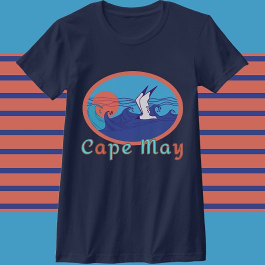 ケープメイNJカモメ海波と太陽 Tシャツ