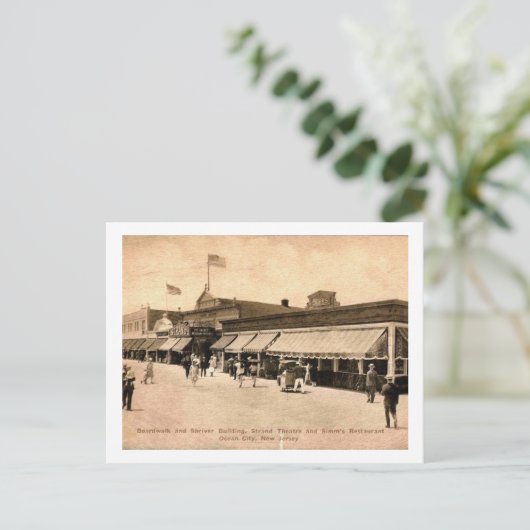 ケープメイNJ、シュリバー建物、ボードウォーク、ヴィンテージ ポストカード (スタンド正面)