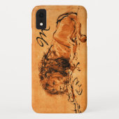 ケープライオン横たわる，オレンジ，ブラックモノグラム Case-Mate iPhoneケース (裏面)