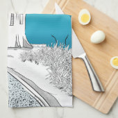 ケープリンガライトハウスニュージーランド キッチンタオル (四つ折り)