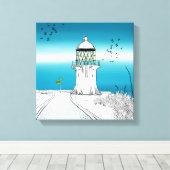 ケープリンガライトハウスニュージーランド キャンバスプリント (インサイチュ (ウッドフロア))