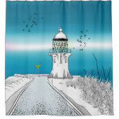 ケープリンガライトハウスニュージーランド シャワーカーテン (正面)