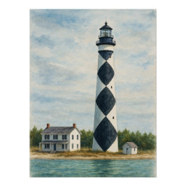 ケープルッカут Lighthouse Watercolor ポスター