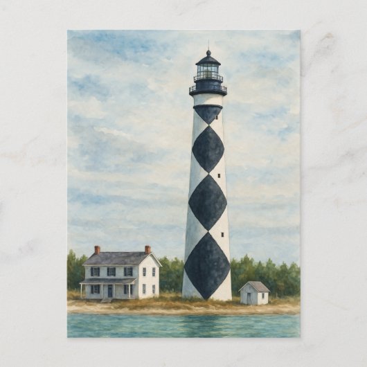 ケープルッカут Lighthouse Watercolor ポストカード (正面)