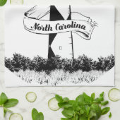 ケープルックアウトライトハウスブラックアンドホワイト キッチンタオル (折り畳み)