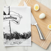 ケープルックアウトライトハウスブラックアンドホワイト キッチンタオル (四つ折り)