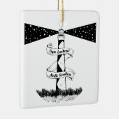 ケープルックアウトライトハウスブラックアンドホワイト セラミックオーナメント (右)