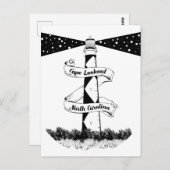 ケープルックアウトライトハウスブラックアンドホワイト ポストカード (正面/裏面)