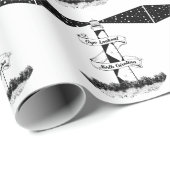 ケープルックアウトライトハウスブラックアンドホワイト ラッピングペーパー (ロールコーナー)