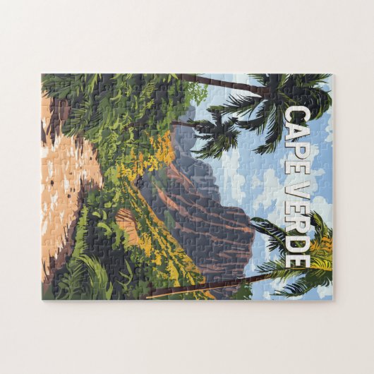 ケープヴェルデイラストレーショントラベルアートヴィンテージ ジグソーパズル (横)