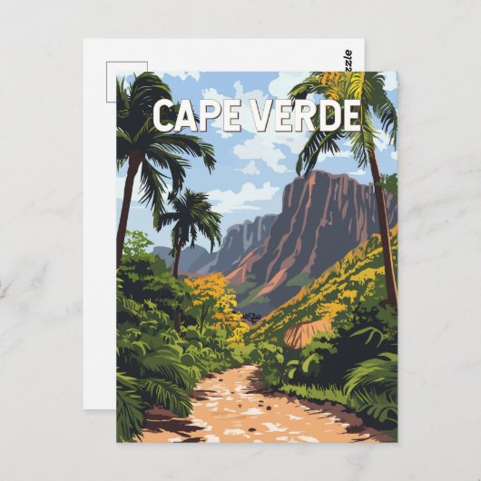 ケープヴェルデイラストレーショントラベルアートヴィンテージ ポストカード (正面/裏面)