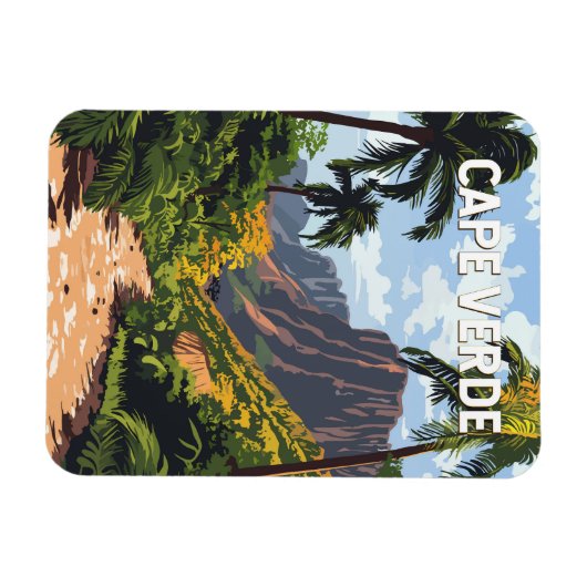 ケープヴェルデイラストレーショントラベルアートヴィンテージ マグネット (横)