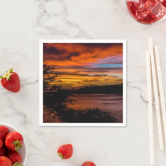 ケープヴェルデ，プライアの夕日 スタンダードカクテルナプキン (インサイチュ)