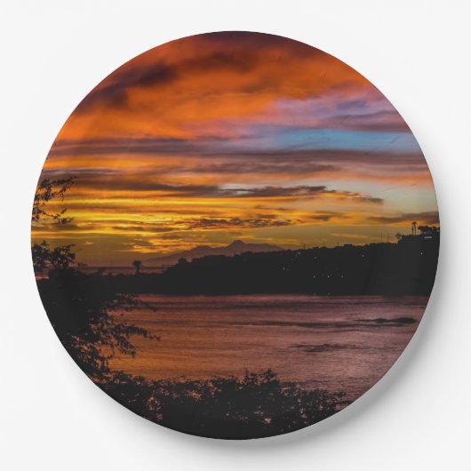 ケープヴェルデ,プライアの夕日 ペーパープレート (正面)