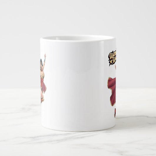 ケープ疑問に思を着た女性 ジャンボコーヒーマグカップ (正面)