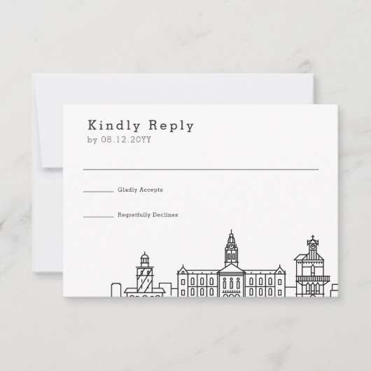 ケープ結婚タウンにある |スタイル化されたスカイラインRSVP 出欠カード (正面)