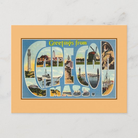 ケープ・コッドMAからのヴィンテージの挨拶 ポストカード (正面)