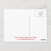 ケープNeddick Light "the Nubble"，メイン州はがき ポストカード (裏面)