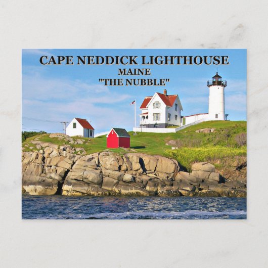 ケープNeddick Light "the Nubble"，メイン州はがき ポストカード (正面)