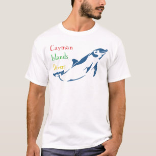 ケーマン諸島のダイバー-イルカ(前部) Tシャツ