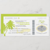 ケーマン諸島の結婚式招待状への搭乗券 招待状 (正面/裏面)