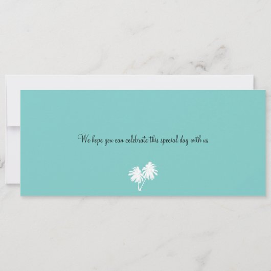 ケーマン諸島への結婚式の搭乗券 招待状 (裏面)