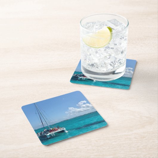 "ケーマン諸島"のカリブ海のボートのコースター スクエアペーパーコースター (インサイチュ)