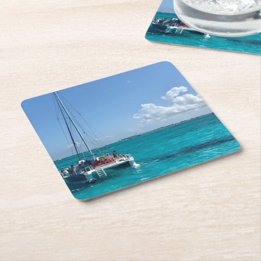 "ケーマン諸島"のカリブ海のボートのコースター スクエアペーパーコースター (アングル)