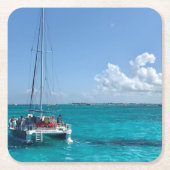 "ケーマン諸島"のカリブ海のボートのコースター スクエアペーパーコースター (正面)