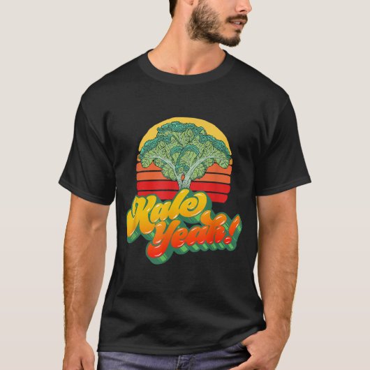 ケールイーおもしろいベジタブルヴィンテージレトロ80s夕日 tシャツ (正面)