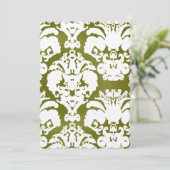 ケールグリーンダマスヴィンテージウェディング招待状 招待状 (スタンド正面)