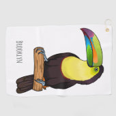 ケール州のツウカンの鳥の漫画イラストレーション ゴルフタオル (横)