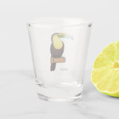 ケール州のツウカンの鳥の漫画イラストレーション ショットグラス (裏面)