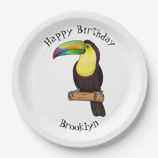 ケール州のツウカンの鳥の漫画イラストレーション ペーパープレート (正面)