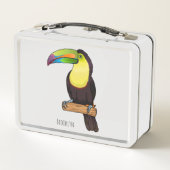 ケール州のツウカンの鳥の漫画イラストレーション メタルランチボックス (裏面)