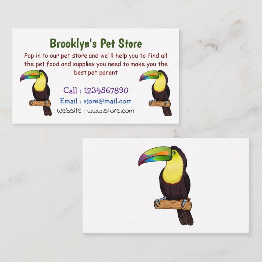 ケール州のツウカンの鳥の漫画イラストレーション 名刺 (正面/裏面)